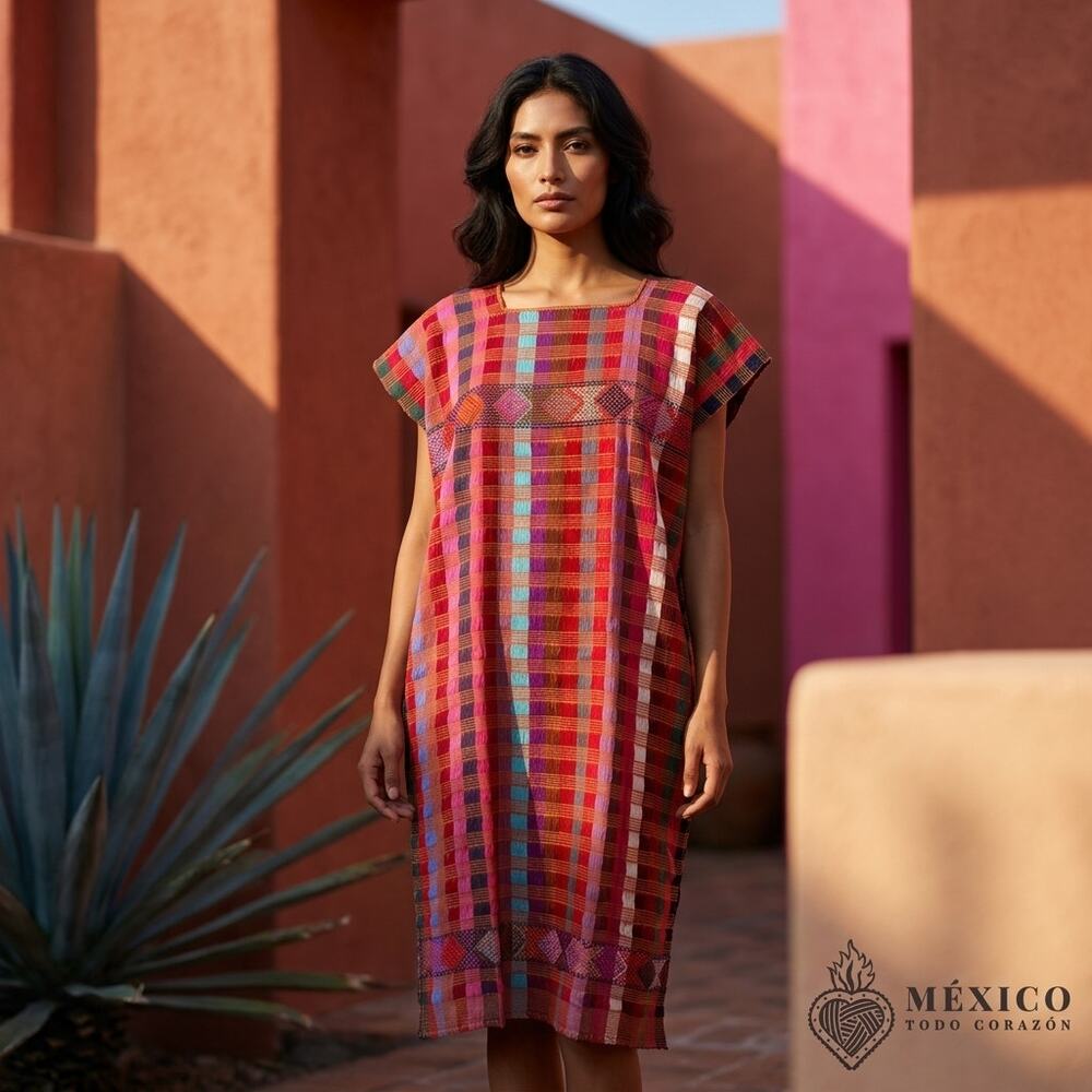 Traditional Mexican Huipil Blouse – Hand woven  Top S M L see measurements